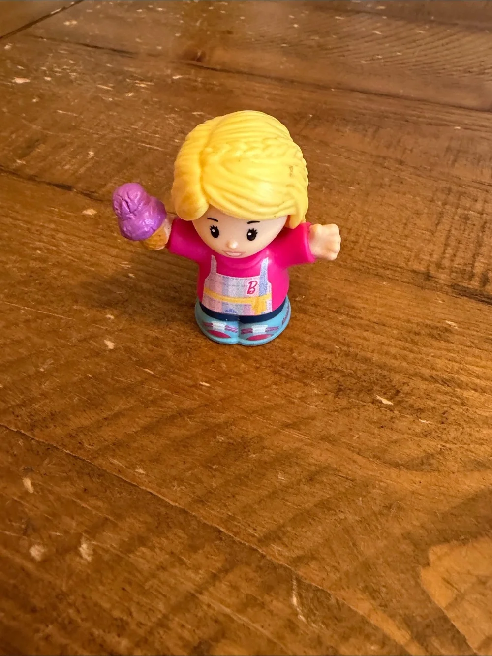 Fisher Price Little People Barbie with ice cream cone as is